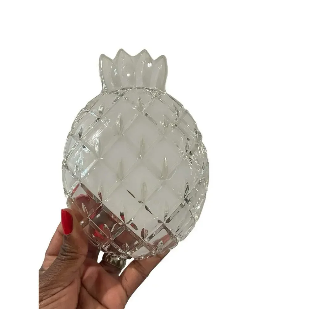 Vintage Glass Pineapple Bowl Diamond Cut Pattern Trinket Dish Jewelry Dish
